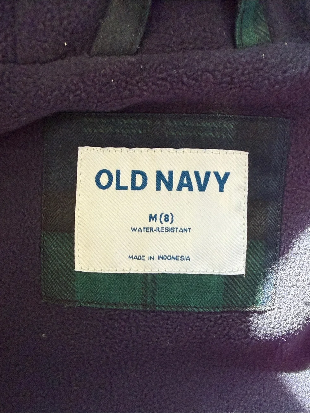 GAP Navy and Green Plaid Hooded Puffer Jacket